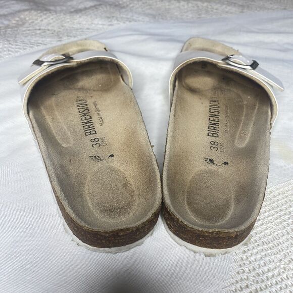 Birkenstock Madrid Unisex Size 38 Leather Slip-On Slides White L7 M5 - Picture 5 of 6
